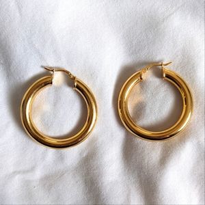 Golden hoop earrings